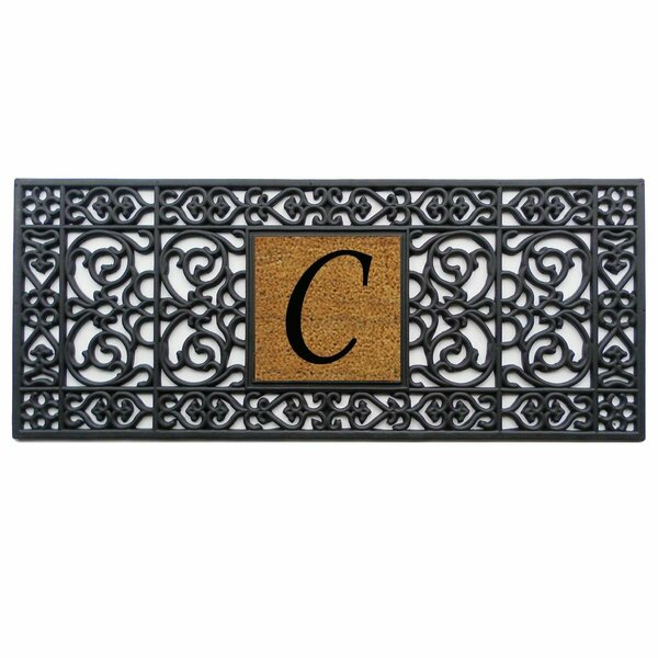 Configuracion 17 x 41 in. Rubber Monogram Rectangular Doormat Black - Letter C CO3360849